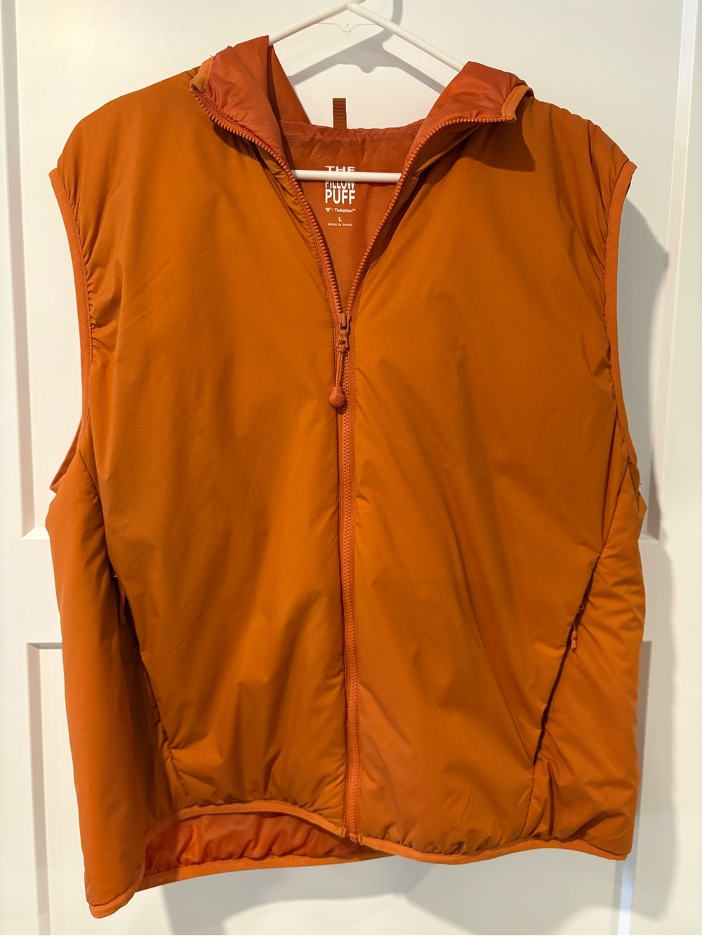 TNA Orange Puffy Hooded Vest. Size Large